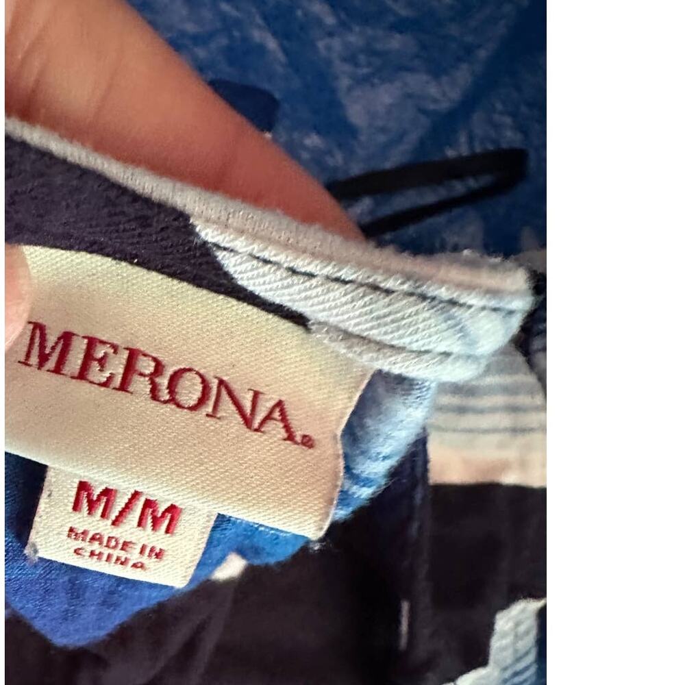 Merona Womens Medium Dress Sleeveless Blue Stripe Rayon Spandex - Picture 3 of 9